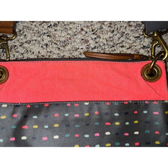 Fossil Keely Crossbody Shoulder Bag Pink Gray Multi Color Dot‎ Adjustable Strap - Picture 3 of 9